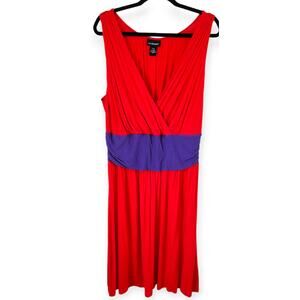 Lane Bryant Women's Red and Purple Sleeveless Dress Size 14/16